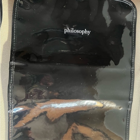 2/$30 PHILOSOPHY Black Patent Cosmetic Makeup Bag Organizer Travel Case. - Picture 6 of 12